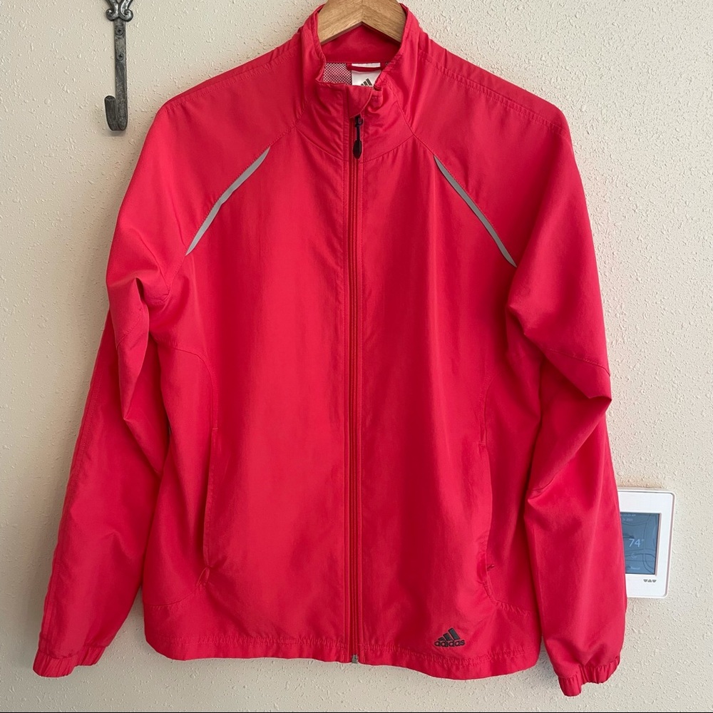 Adidas Windbreaker Full Zip Up Jacket Coral